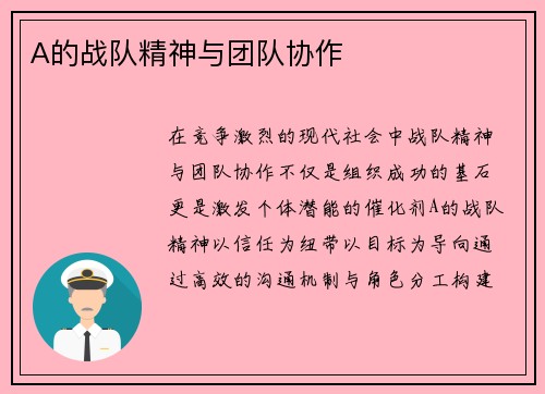 A的战队精神与团队协作