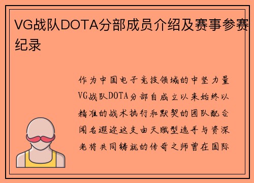VG战队DOTA分部成员介绍及赛事参赛纪录